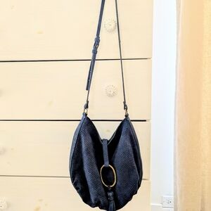 Lucky Brand Blue Lizard Suede Crossbody Bag - New